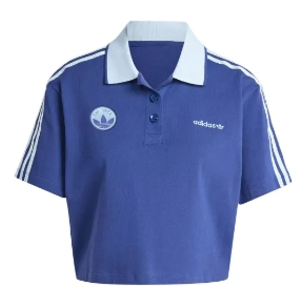 (WMNS) adidas Loose Crop Polo Shirt Asia Sizing 'Blue' IX3543