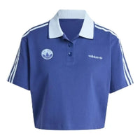 (WMNS) adidas Loose Crop Polo Shirt Asia Sizing 'Blue' IX3543