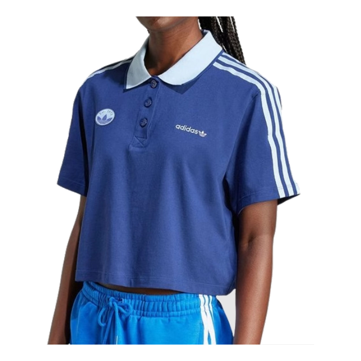 (WMNS) adidas Loose Crop Polo Shirt Asia Sizing 'Blue' IX3543