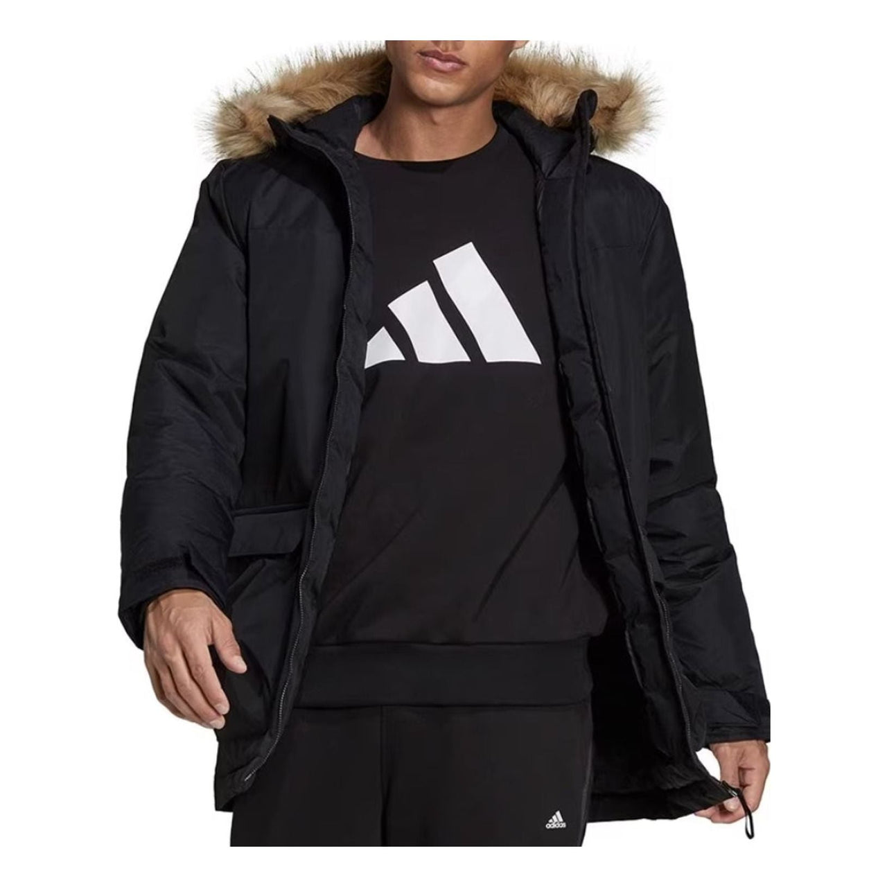 adidas Utilitas Hooded Parka Jacket Asia Sizing 'Black' GT1699