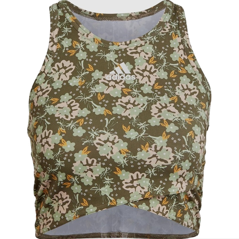 (WMNS) adidas Grow Positivity Cropped Flowers Training Tank Top Asia Sizing 'Green' HR4658