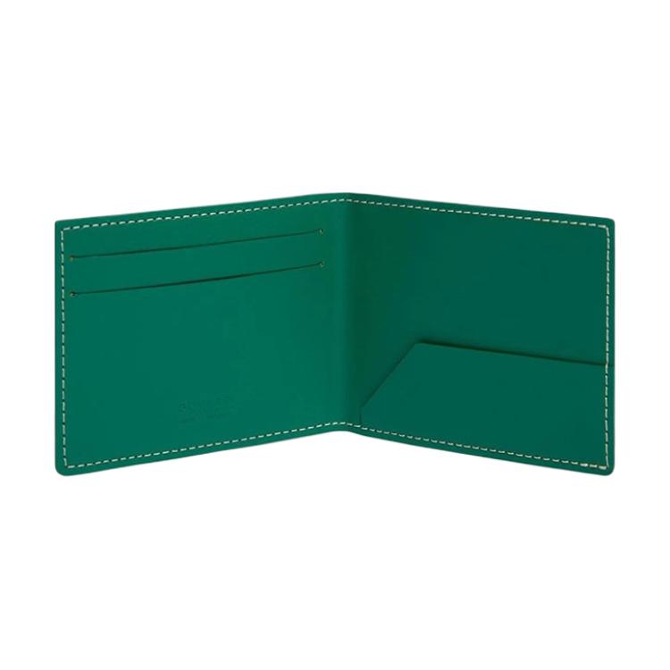 GOYARD Canvas With Calfskin Dog's Teeth Card Holder Wallet Unisex Green