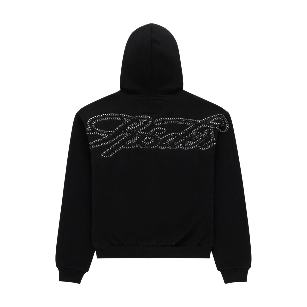 Sp5der Rhinestone Script Full Zip Hoodie 'Black' ST007SS26BLK