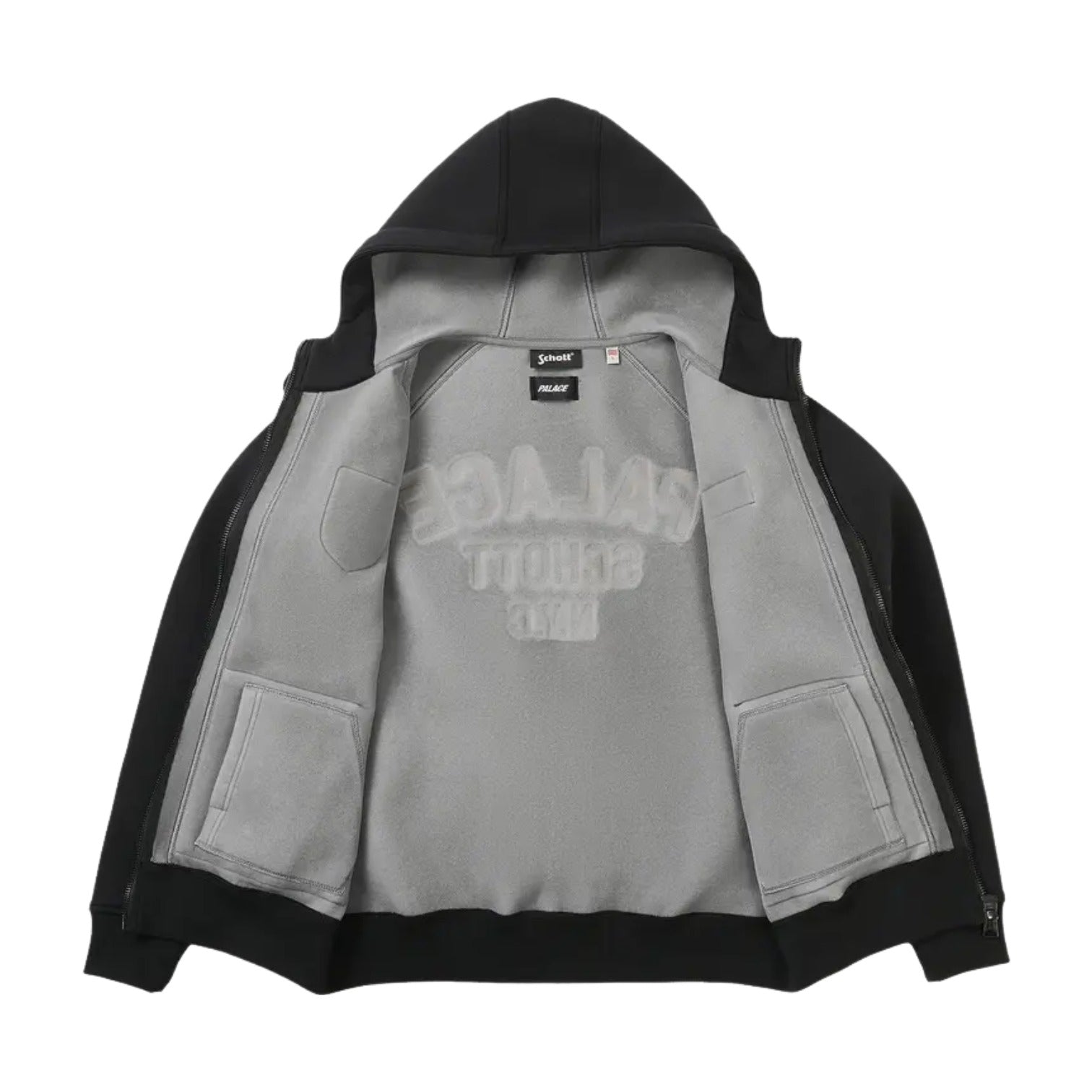 Palace x Schott Bonded Fleece Hood 'Black' P30HD064