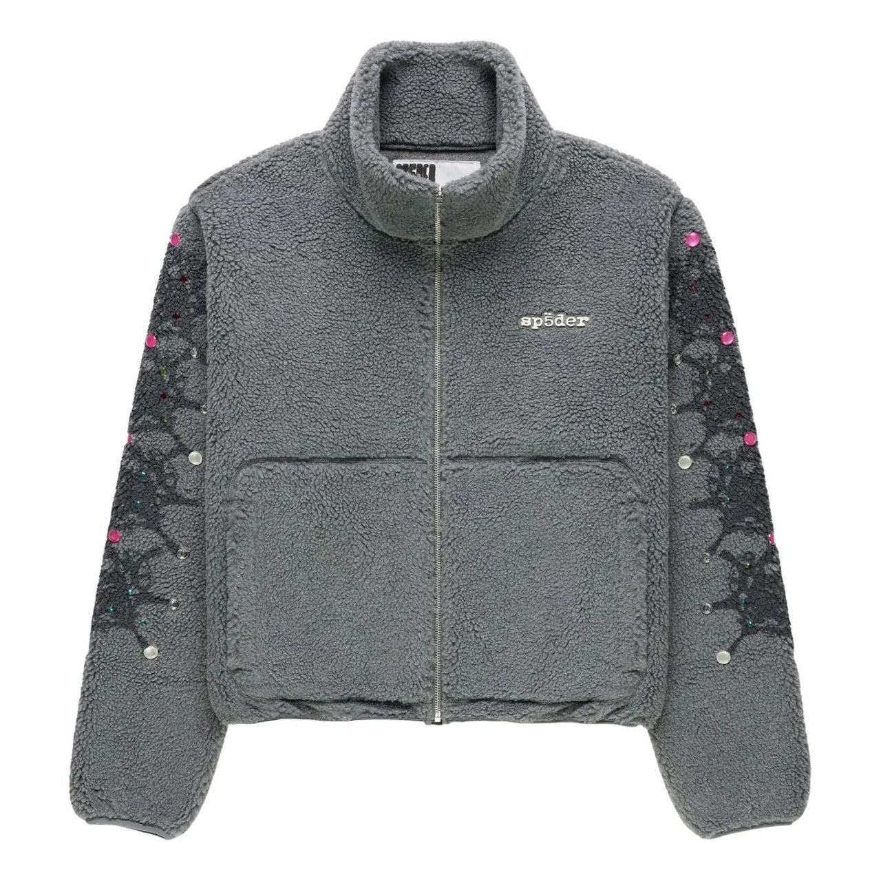 Sp5der Webstone Teddy Fleece Zip Up 'Slate Grey' JA001SS26SLT