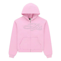 Sp5der Rhinestone Script Zip Hoodie 'Light Pink' ST007SS26LPK