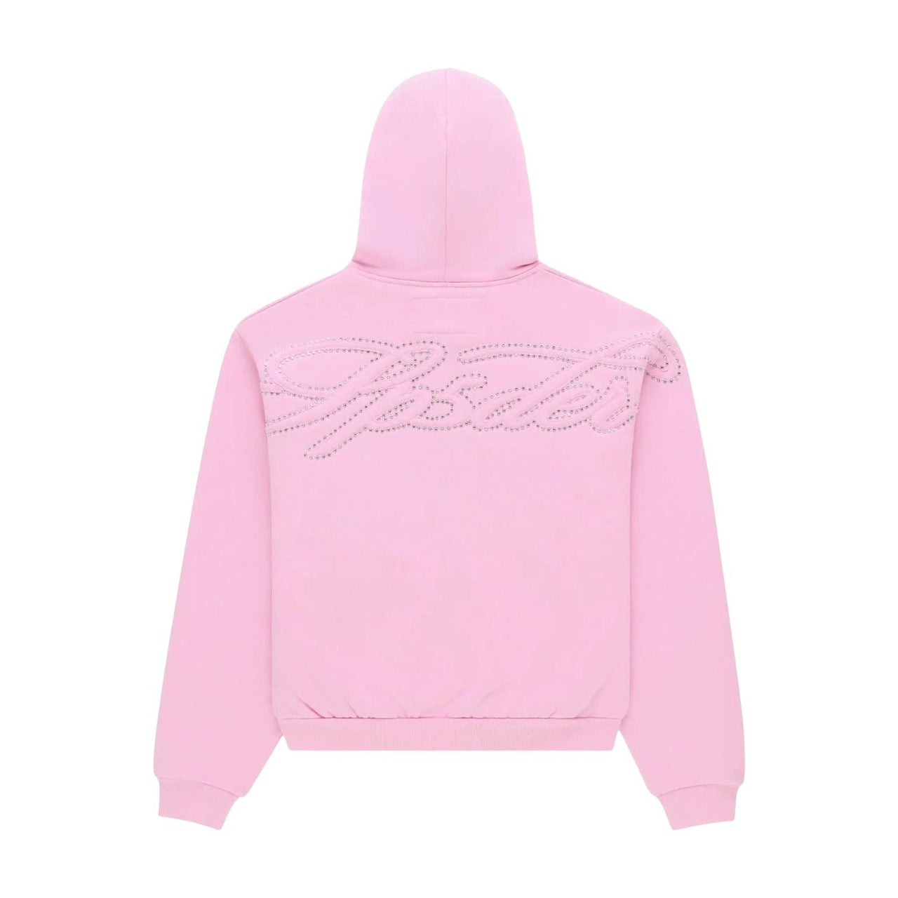 Sp5der Rhinestone Script Zip Hoodie 'Light Pink' ST007SS26LPK