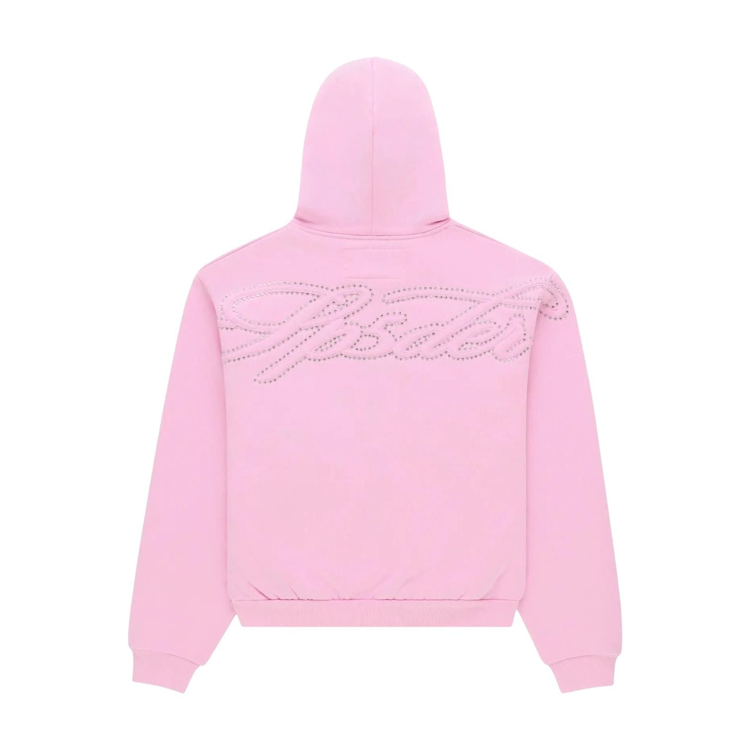 Sp5der Rhinestone Script Zip Hoodie 'Light Pink' ST007SS26LPK