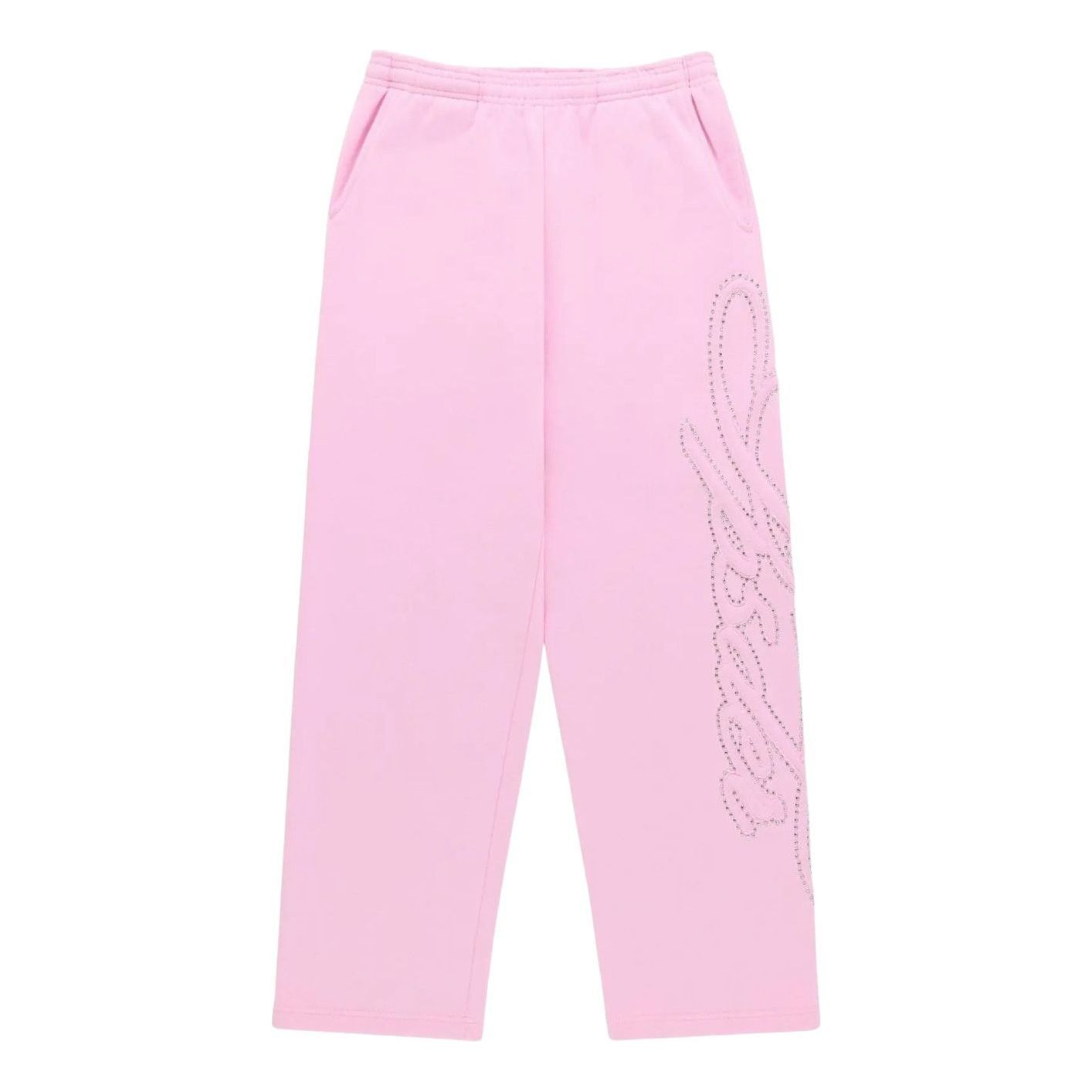 Sp5der Rhinestone Script Wide Leg Sweatpant 'Light Pink' SB007SS26LPK
