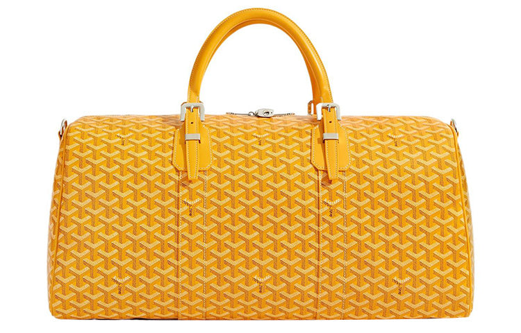 GOYARD Boston Canvas With Calfskin Dog's Teeth One Shoulder Crossbody Portable Travel Bag Men's Yellow