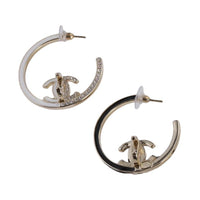 CHANEL Metal Rhinestone Resin Earrings Women's Gold