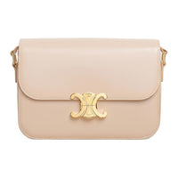 CELINE Triomphe Shiny Calfskin Crossbody Bag Shoulder Bag Regular Women's Tan