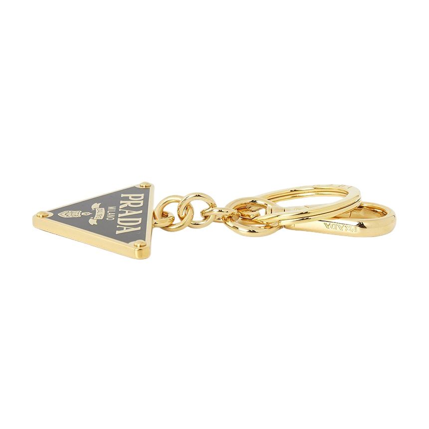 PRADA FW24 Triangle Logo Keyring 'Gold Black' 1PS057-66A-F019F