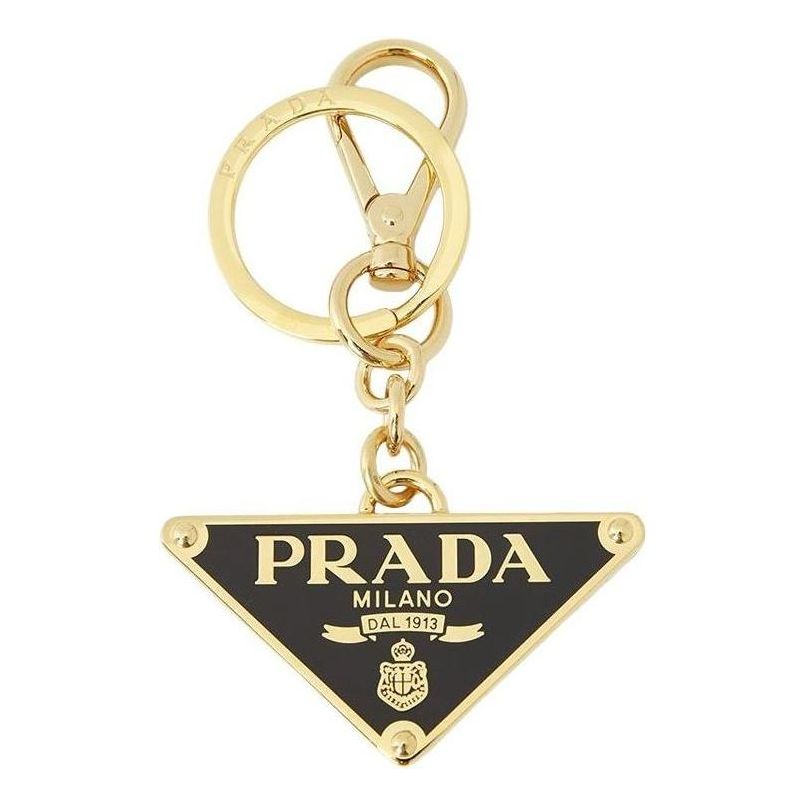 PRADA FW24 Triangle Logo Keyring 'Gold Black' 1PS057-66A-F019F