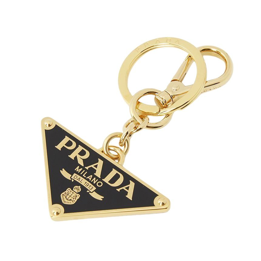 PRADA FW24 Triangle Logo Keyring 'Gold Black' 1PS057-66A-F019F