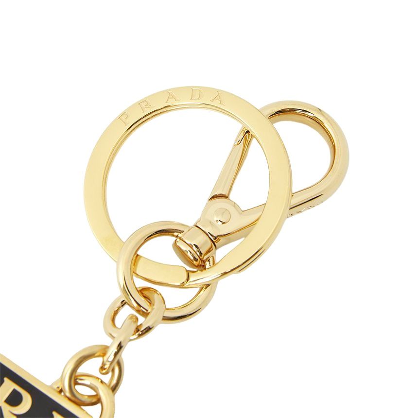 PRADA FW24 Triangle Logo Keyring 'Gold Black' 1PS057-66A-F019F