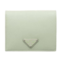 PRADA Cow Leather Wallet Women's Light Green