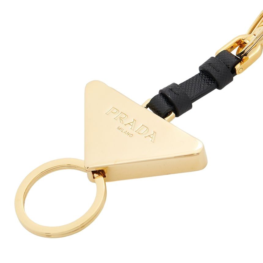 PRADA FW24 Key Ring 'Black Gold' 1PS059-66A-F019F