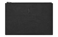 SAINT LAURENT Sheepskin Clutch Briefcase Men's Black