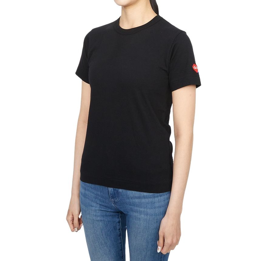 (WMNS) COMME des GARCONS PLAY FW25 Double Heart T-Shirt 'Black' AZ-T327-051-1