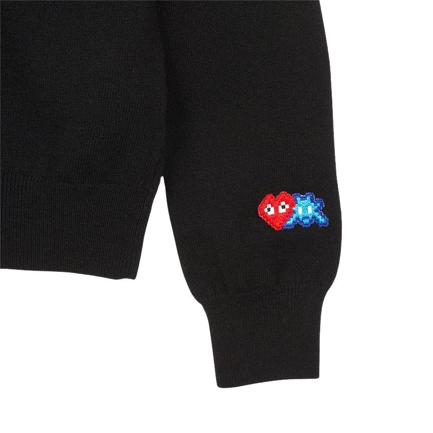 COMME des GARCONS PLAY FW25 x Invader Double Pixel Heart Knitwear 'Black' AZ-N086-051-1