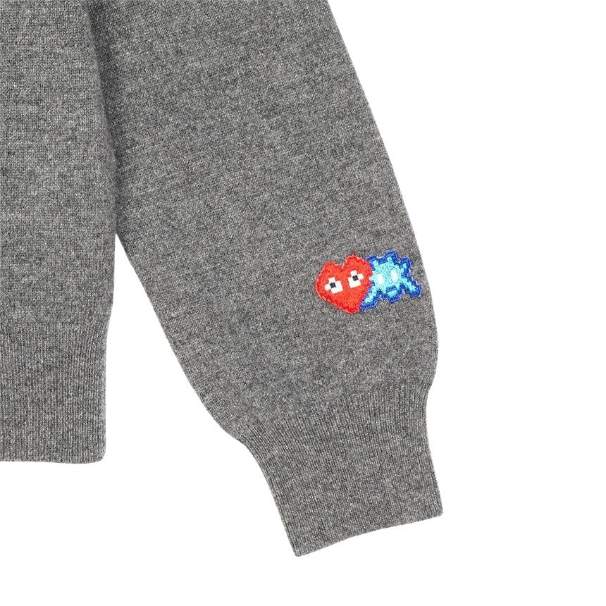 COMME des GARCONS PLAY FW25 x Invader Double Pixel Heart Knitwear 'Grey' AZ-N086-051-3