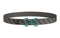 HERMES Green Buckle Nylon Mesh Double-Sided Belt Men's Black Width: 3.2cm