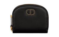 DIOR 30 Montaigne Calfskin Coin Purse Small Size Women's Black
