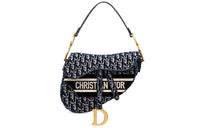 DIOR Saddle Velvet Saddle Bag Handbag Shoulder Bag Regular Women's Blue