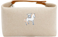 HERMES Bride-a-Brac Canvas Cotton Canvas Bag Lunch Boxes With Storage Unisex Orange