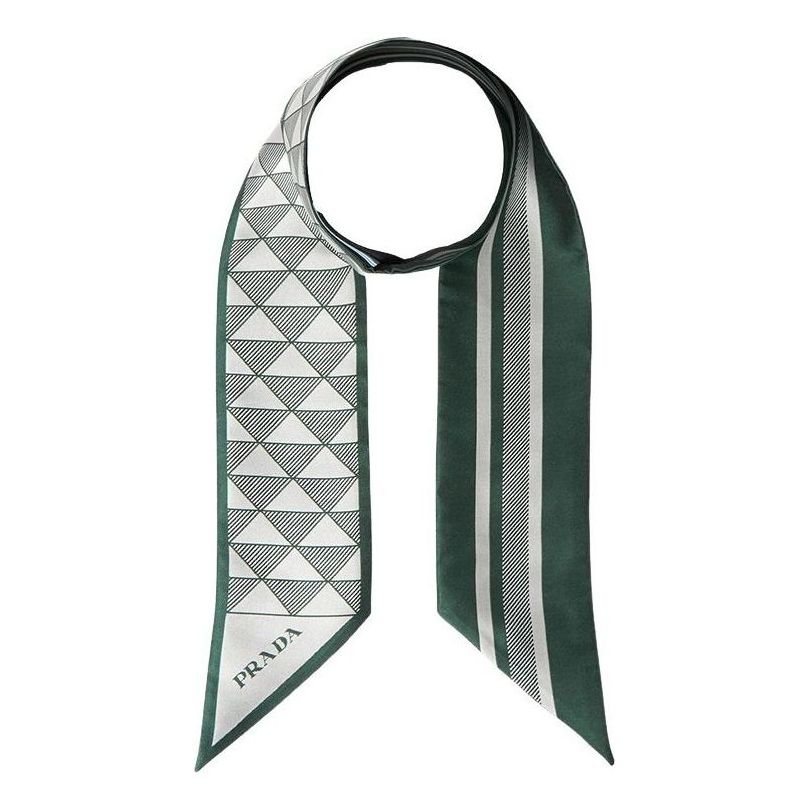 (WMNS) PRADA FW25 Printed Silk Skinny Scarf 'Green' 1FF008-2C81-F077U