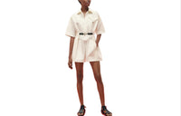 HERMES Jumpsuits Women's Gray White