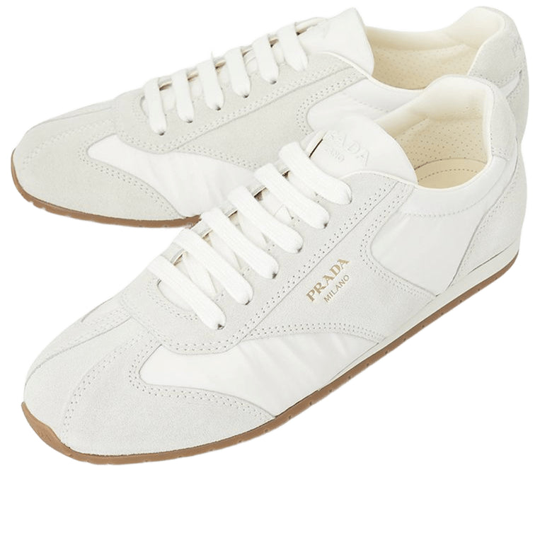 PRADA FW25 Nylon and Suede Sneakers 'White' 2EE465-D7R-F0009