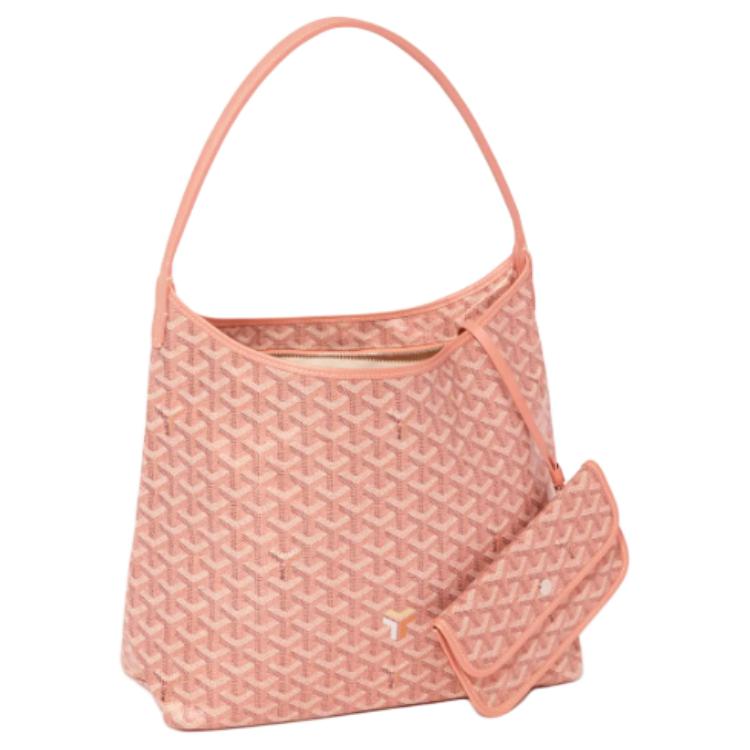 GOYARD Bohème Hobo Canvas With Calfskin Hobo Bag, Handbag, Shoulder Bag Women's Pearl Pink