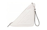 PRADA Nappa Sheepskin Clutch Women's White