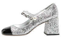 MIU MIU Chunky Heel Mary Jane Shoes Women's Silver
