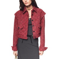CHANEL Jackets Coats Women's Red Black