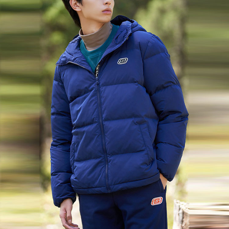 Skechers Solid Color Sports Casual Hooded Down Jacket 'Multi-Color' L420M146