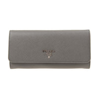 PRADA Cow Leather Wallet Unisex Gray