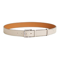 HERMES Solid Color Design Calfskin Palladium Metal Leather Belts Men's Multicolor Width: 3.2CM