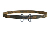 HERMES Belt Men's Gray Green/Dark Green Brown Width: 3.2cm