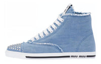 MIU MIU High Top Stylish Skateboarding Shoes Women's Blue