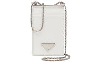 PRADA Leather Square Card Holder, Crossbody Card Holder Mini Women's White