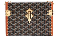 GOYARD Cassette Canvas With Leather Trim TRUNK Hard Case With Crossbody Bag Unisex Black/Tan
