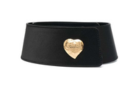 SAINT LAURENT Heart-Shaped Signboard Leather Belts Women's Black
