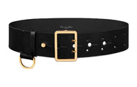 DIOR Letter Logo Pin Buckle Leather Belts Women's Black Width 5.4CM