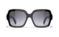 CHANEL Acetate Irregular Shape Sunglasses Women's Black