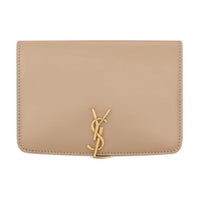 SAINT LAURENT Cow Leather Passport Holder Unisex Dark Toffee Brown