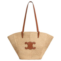 CELINE Raffia Tote Bag, Shopping Bag, Shoulder Bag Women's Natural & Tan
