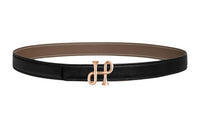 HERMES Logo Design Smooth Buckle Leather Belts Unisex Black Width: 2.4cm